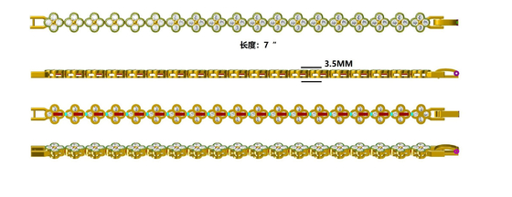 Rainbow Brass Gold Tenis Bracelet OEM ODM Cubic Zirconia Tenis Bracelet