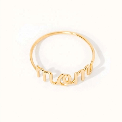 Aço inoxidável 18K Ouro MOM Anel de empilhamento para mulheres jóias finas