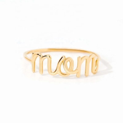 Aço inoxidável 18K Ouro MOM Anel de empilhamento para mulheres jóias finas