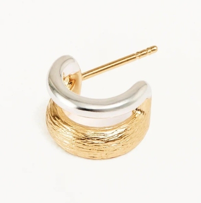 18K de ouro e ouro branco Shield Hoops brincos de orelhas para mulheres