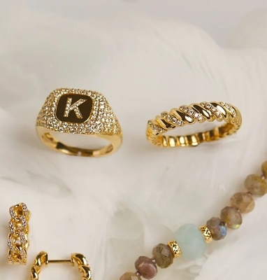 Twist Clássico 925 Prata Esterlina Anel Feminino Jóias Revestidas Com Ouro 18K