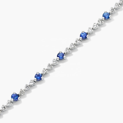 Bracelete de tênis de zircão branco rubí de corte redondo de prata esterlina Bracelete de tênis