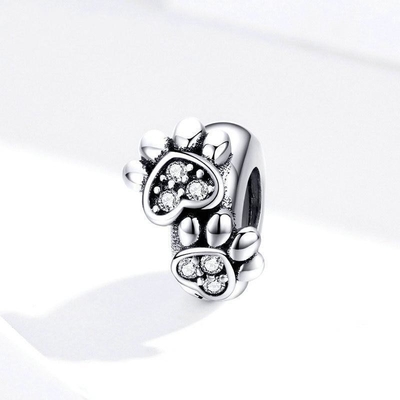 Pedaço de zircão branco cúbico, forma de contas, charme para mulheres, bracelete de prata 925