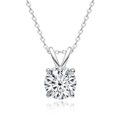 Pendente de prata de 925 esterlinhas para meninas 18K ouro amarelo de corte redondo