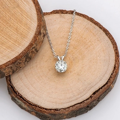 Pendente de prata de 925 esterlinhas para meninas 18K ouro amarelo de corte redondo