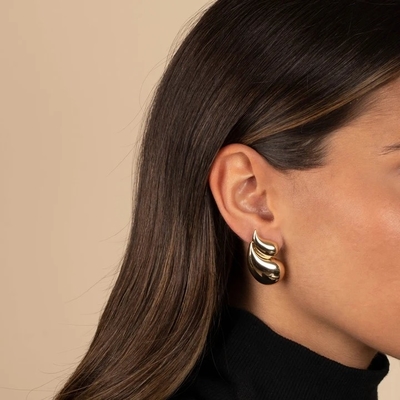 2024 Double Teardrop Fashion 18K brincos dourados e aceitação de logotipo personalizado