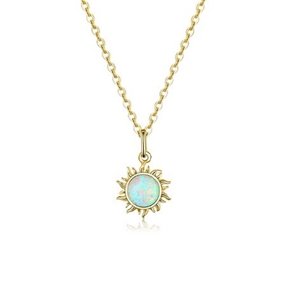 Colar de Opal de Girassol e Diamante 15MM Colar de Opal Feminino 45CM+5CM