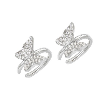 18K Prateado de Ouro Borboleta pulseira com Micron Pave Branco CZ Moda Mulheres Joias