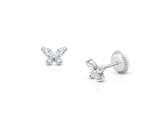 Tipo religioso Nenhum 925 Sterling Silver Butterfly Stud brincos com 18K ouro revestido