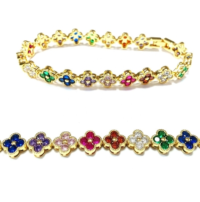 Perla de Água Fresca CZ Pedras Pulseiras de tênis revestidas Jóias personalizadas Arco-íris ouro cobre latão para mulheres
