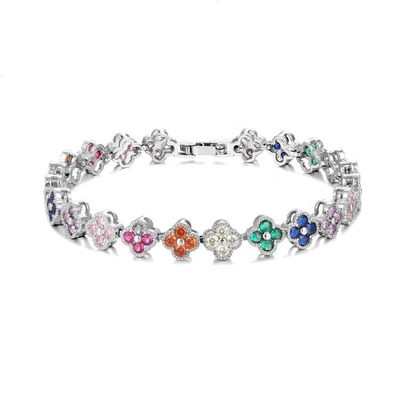 Perla de Água Fresca CZ Pedras Pulseiras de tênis revestidas Jóias personalizadas Arco-íris ouro cobre latão para mulheres
