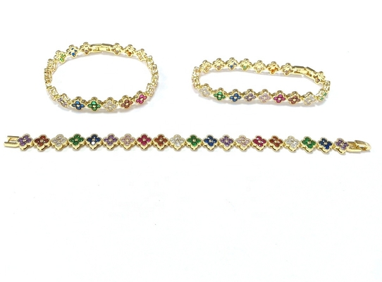 Perla de Água Fresca CZ Pedras Pulseiras de tênis revestidas Jóias personalizadas Arco-íris ouro cobre latão para mulheres