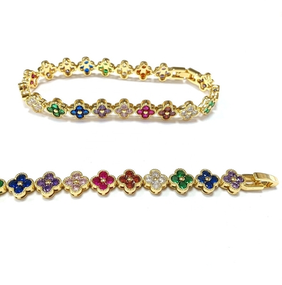 Perla de Água Fresca CZ Pedras Pulseiras de tênis revestidas Jóias personalizadas Arco-íris ouro cobre latão para mulheres