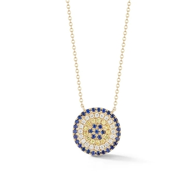 Colar azul e branco CZ Círculo em forma de prata esterlina 925 para olhar impressionante meninas