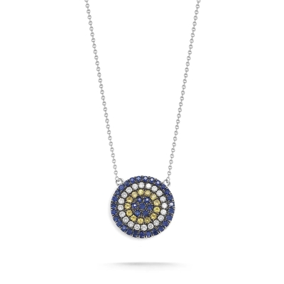 Colar azul e branco CZ Círculo em forma de prata esterlina 925 para olhar impressionante meninas