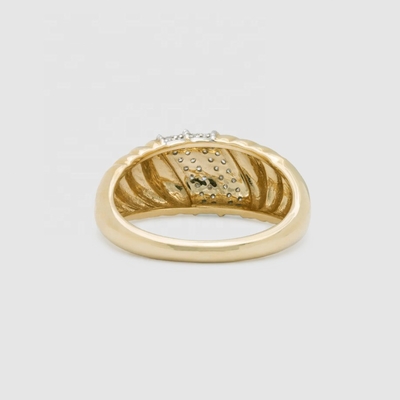 Platina Revestimento Redondo Corte Brilhante Diamante Cúpula Anel Para Mulheres Belas Joias OEM / ODM