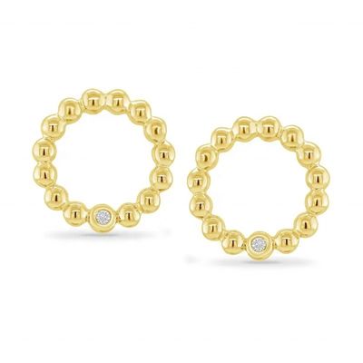 Brincos de pressão solitários redondos femininos em prata esterlina 925 com moldura e opções de tamanho personalizado