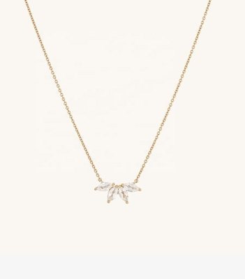 925 Prata 14K Revestido Colar 18 "Marquise Topaz Pendente E Branco CZ Diamantes