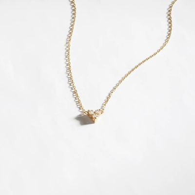 Pendente de Zircon de Ouro 18K Cadeia de Prata Trio Diamante Cubico Colar de Zircon