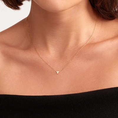 Pendente de Zircon de Ouro 18K Cadeia de Prata Trio Diamante Cubico Colar de Zircon