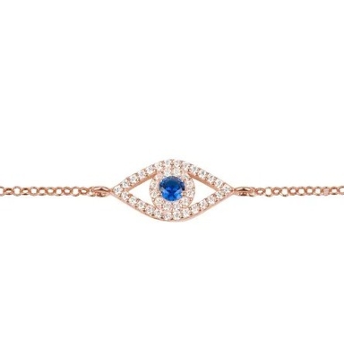 Rosa Ouro Prateado Branco Azul CZ Olho 925 Prata Esterlina