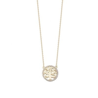 Festa Ocasião 18K ouro Revestido Sterling prata Árvore da Vida Pendente Colar para Mulheres