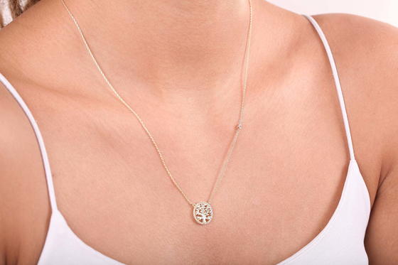 Festa Ocasião 18K ouro Revestido Sterling prata Árvore da Vida Pendente Colar para Mulheres