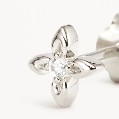 Brincos de flor em prata esterlina 925, tamanho pequeno, para uso diário