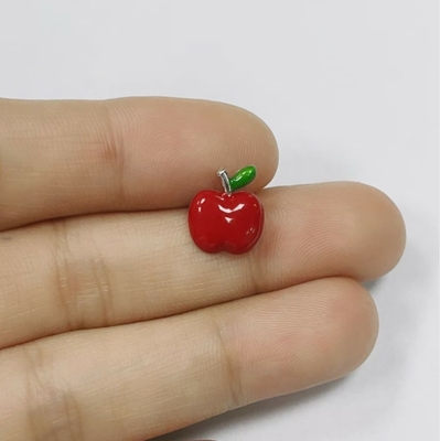 Encantadores brincos de maçã de esmalte vermelho e verde para raparigas em 925 Sterling Silver