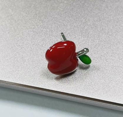 Encantadores brincos de maçã de esmalte vermelho e verde para raparigas em 925 Sterling Silver