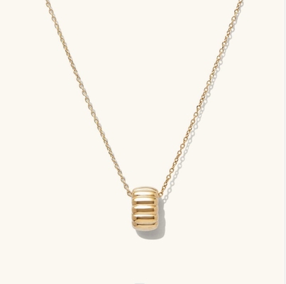 Ouro Revestido 925 Sterling Prata Simples Círculo de Perlas Simples Charm Pendant Necklace OEM