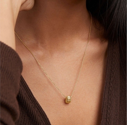 Ouro Revestido 925 Sterling Prata Simples Círculo de Perlas Simples Charm Pendant Necklace OEM