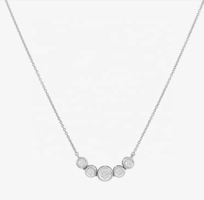 Collar de ouro de 18 quilates de Ródio Mulheres 1,2 mm Pendiente de ouro branco Cz