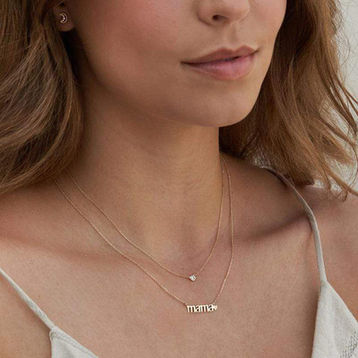 26mm 18K Colar de ouro MAMA Colar de coração para o Dia das Mulheres