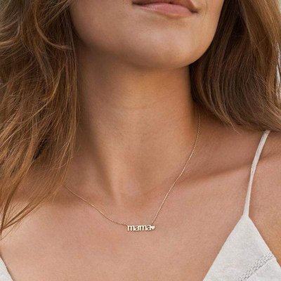 26mm 18K Colar de ouro MAMA Colar de coração para o Dia das Mulheres