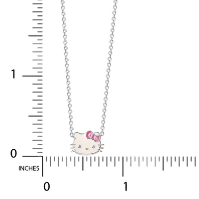 Pink White Enamel Hello Kitty Sterling Silver Pendant Revestimento de Rodio
