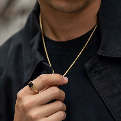 Cadeia de colar de caixa redonda de ouro 18K feita à mão com envio rápido e logotipo personalizável