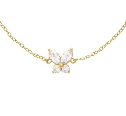 Pulseira com pingente de borboleta banhada a ouro 14K em prata esterlina 925 com quantidade mínima de 50 peças