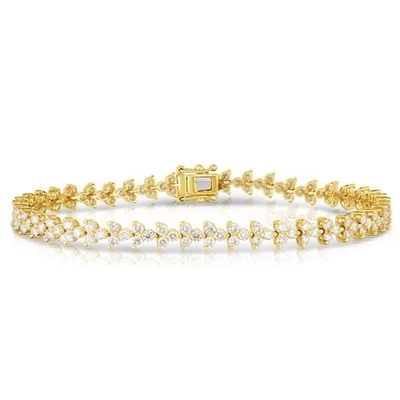 Designer 18K Ouro 925 Sterling Prata Flor Encanto Mulheres Pulseira de tênis com ZIRCON