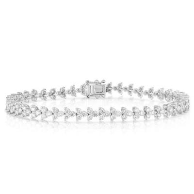 Designer 18K Ouro 925 Sterling Prata Flor Encanto Mulheres Pulseira de tênis com ZIRCON