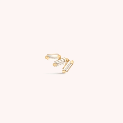 Triple White Cubic Zircon Threaded Flat Back 925 Sterling Silver Earrings Expedição Express