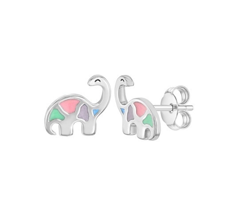 Brinquedos de Dinossauro Multicolorados de Esmalte 925 Sterling Silver para Meninas