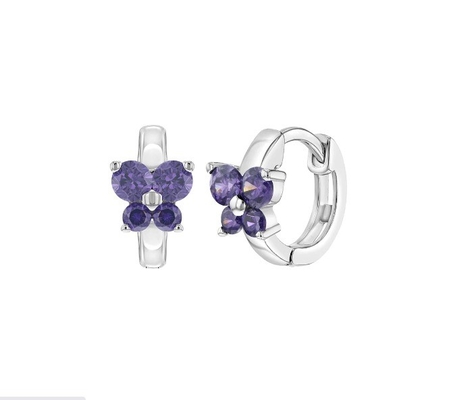 Sapphire Cubic Zircon Butterfly Huggies Brincos para ocasião de presente