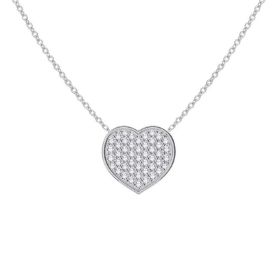 18 &quot;Cadeia comprimento de corte redondo Diamante 925 Sterling Prata Coração Pendente Colar para mulheres