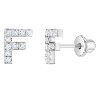 Brincos de letra CZ Branco Micron Pave Brincos de letra personalizados