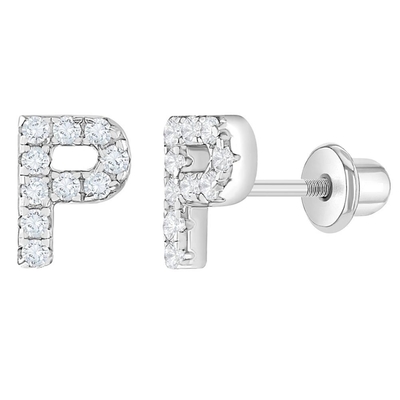 Brincos de letra CZ Branco Micron Pave Brincos de letra personalizados