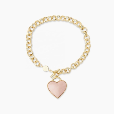 925 Sterling Silver Heart Charm Bracelet em Chic Pink para meninas Joias deliciosas