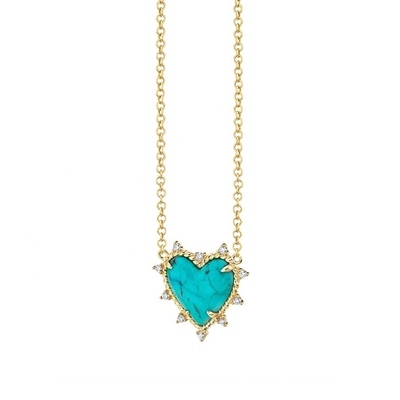 925 Sterling Silver Chain Jewelry Diamond And Turquoise Heart Twist Necklace Não tem cadeia de pérolas