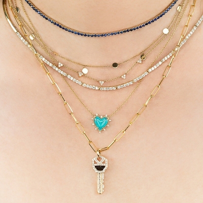 925 Sterling Silver Chain Jewelry Diamond And Turquoise Heart Twist Necklace Não tem cadeia de pérolas