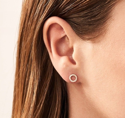 18K ouro revestido 925 Sterling Silver Classic Stud brincos para meninas acessório de moda